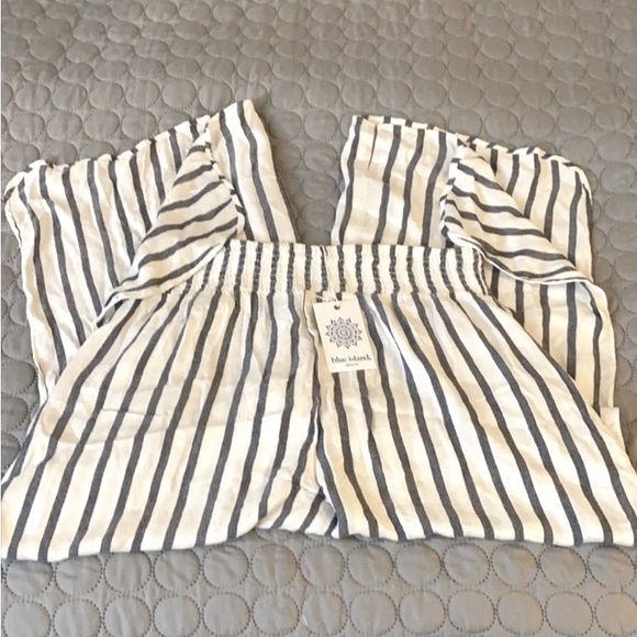 blue island Pants & Jumpsuits Nwt Blue Island Beach Pants Coverup Size Large Blue White